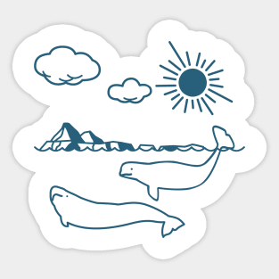 Beluga whale, Whale, Ocean, Sunset, Mammal, Sun Sticker